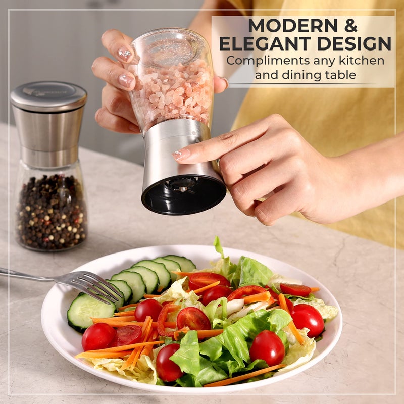 Kitchen & Go Salt and Pepper Grinder Set â€“ Manual Salt Grinder and Pepper Mill for Black Pepper, Sea Salt â€“ Refillable, Easy-to-Use Salt & Pepper Mill Set - Image 5